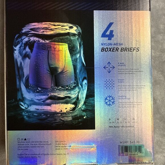 Spyder Men’s 4-Pack Boxer Briefs M (32–34) | Cooling Technology Nylon Mesh - Picture 3 of 4